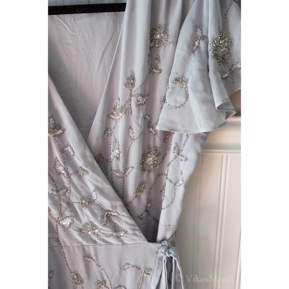 BHLDN Plymouth Wrap Dress Lavender Gray NEW - Picture 5 of 9